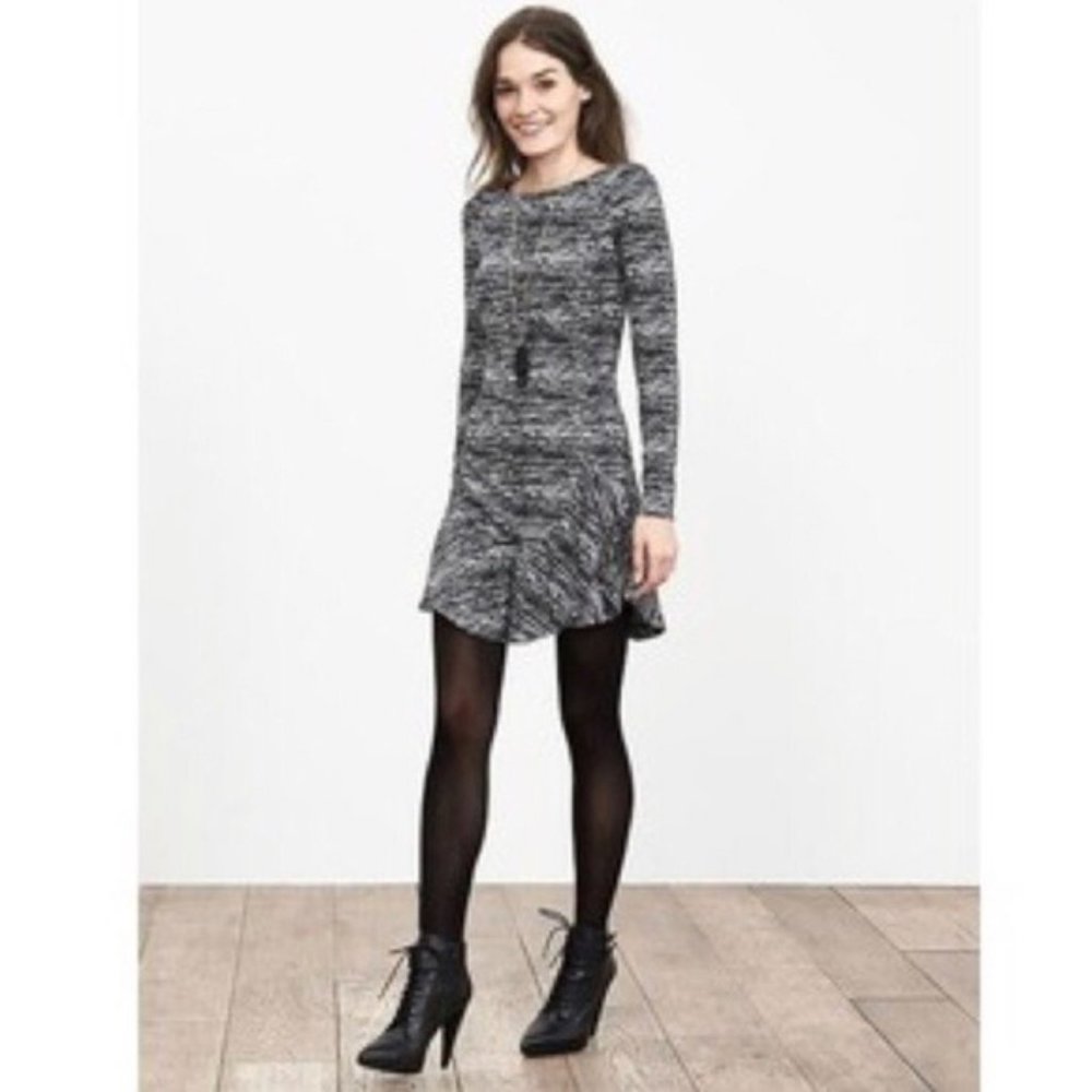 Banana Republic Long Sleeve Drop Waist Black Dress